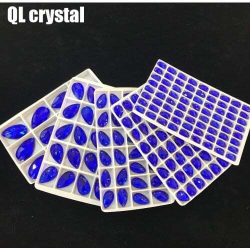 ALL Size QL Crystal 2018 popular Jewelry blue Drops Sew On Crystal Stones Sewing On Rhinestone 2 Holes DIY Garment Dress Making