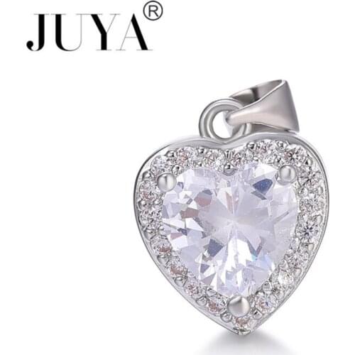 Hot Trendy Jewelry Bijoux Zircon Hearts Pendant Charms For Necklaces Micro Pave Copper Clasps Jewelry Berloque Diy Accessories