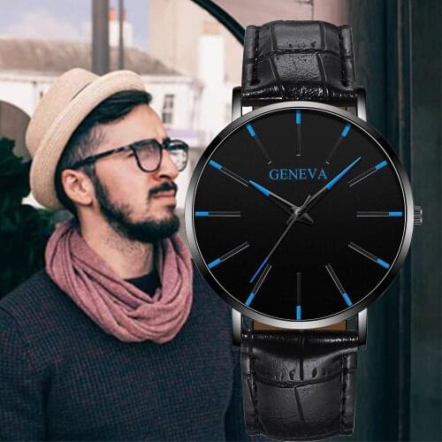 GENEVA brand Europe and the latest hot-selling mens watch business casual sports leather strap quartz watch fast shipping