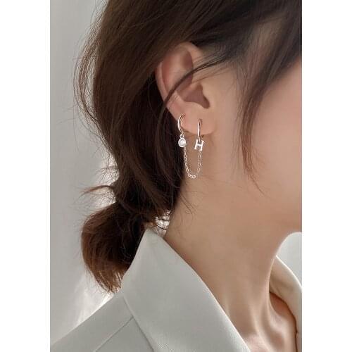 925 sterling silver jewelry with double pierced earrings new trendy personality temperament ear buckle for women party gifts