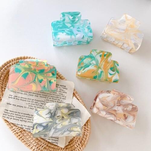 Women high quality Hair Clips Marbling Hair Accessories Acrylic Square Geometric Acetic Hair Clips Crab Hairpin