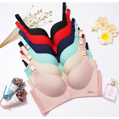 Sexy striped Seamless Bras womens underwear Wire Free Push Up bralette top Ladies lingerie Adjustable Female brassiere