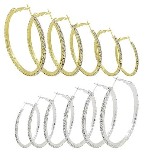 Womens 1 Pair Fashion Crystal Earrings Rhinestone Hoop Circle Dangle Jewelry Hot Selling ARVD