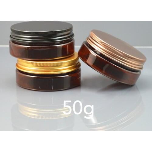 10pcs 50g Brown Plastic Jar 2oz Empty Cosmetic Bottle Refillable Makeup Cream Lotion Bath Salts Candy Coffee Containers