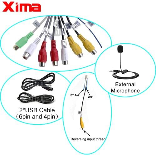 20 Pin Plug Car Stereo Radio RCA Output Wire Harness Wiring Connector Adaptor Cable USB cable GPS antenna external microphone