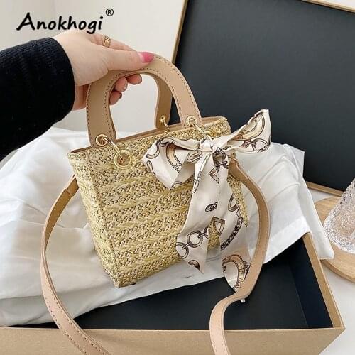 2021 New Style Women Summer Bag Casual Scarves Straw Mini Square Bag Fashion Shoulder Bag ML121