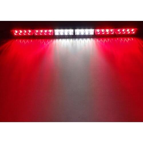 27" 24 LED Car Emergency Warning Traffic Advisor Strobe Flash Light Bar Red White Flashing Lamp