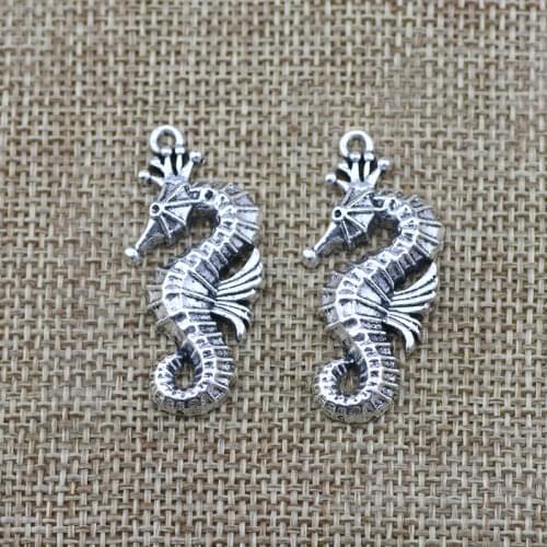 Newest 4Pieces 38*18mm Mixed Alloy Antique Silver Color Sea Horse Charms Keychain Pendant Accessory For DIY Jewelry Making