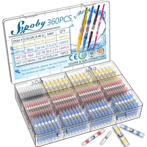 800/300/250Pcs Mixed Heat Shrink Connect Terminals Waterproof Solder Sleeve Tube Electrical Wire Insulated Butt Connectors Kit