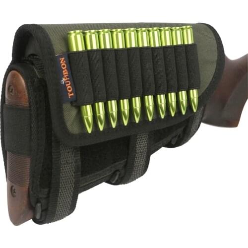Tourbon Hunting Tactical Gun Buttstock Rifle Cheek Rest Hold 10 Rounds Cartridges Ammo Shells Carrier Gun Accessories Shooting