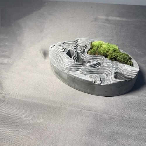 Concrete Molds for Pots Cement Plaster Ashtray Molds Terraces Design Silicone Clay Molds Oval Cement Holder Molds