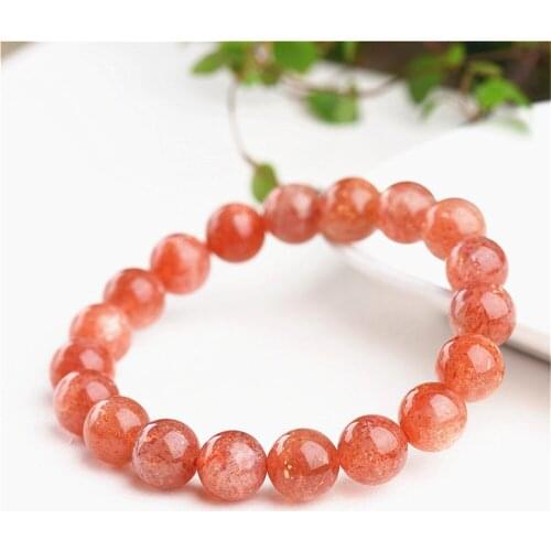 Grade AA Natural Sunstone Beaded Bracelet 8mm Orange Moonstone Round Beads Bangle Stretch Charm Bracelet Prayer Bracelet BR048