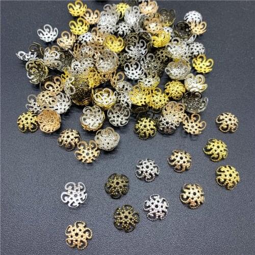 100pcs 10x10mm Jewelry Findings Alloy Beads Cap Ancient Charms Flower Shape Pendant Charms For Jewelry Making DIY Accessories