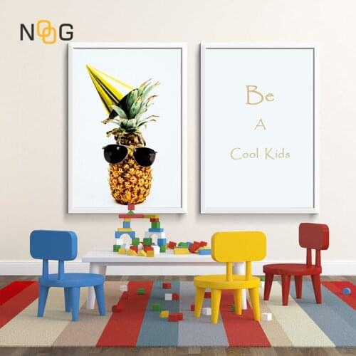 NOOG Encourage Pineapple Posters and Prints Canvas Art Painting Wall Art Nursery Decorative Picture Nordic Style Kids Decoration