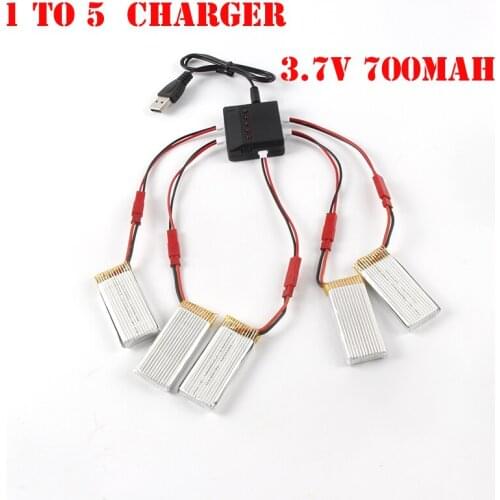 EBOYU 5pcs 3.7V 700mAh Lipo Battery JST 1 to 5 Battery Charger for JXD 509G 509V 509W / H12C / WLtoys V686 / H12W / H12W-A