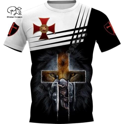 Mens women Knights Templar Wolf t shirt Summer 3d tshirts Warrior print black white red tees casual short sleeve tops outwear