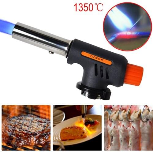 1350 Degrees Electronic Ignition Butane Gas Burner Gun Maker Torch Copper Flame For Outdoor Camping Picnic BBQ Welding Equipment