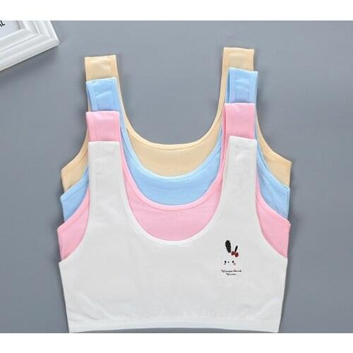 Girls Cotton Double Deck Training Bra Puberty Developmental stage Kids Soft Vest Sport Tops Breathable Underwear Bras 8-16Y