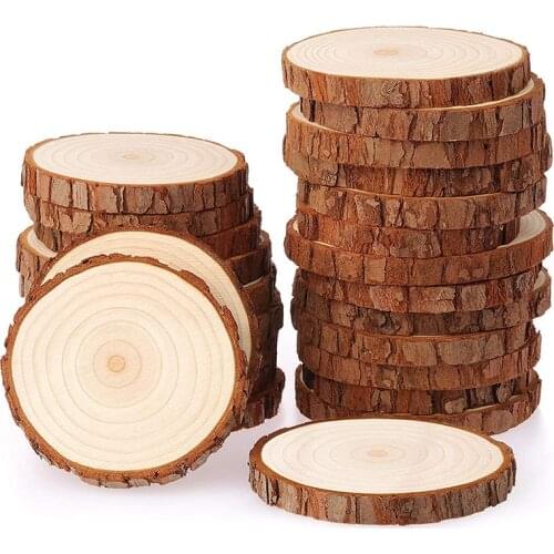 3-16cm diameter Natural Pine Round Unfinished Wood Slices Circles With Tree Bark Log Discs DIY Crafts Wedding Party Painting