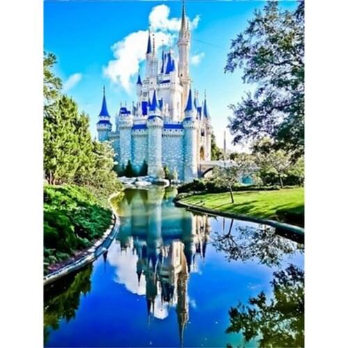 Landscape Building Castle Printed Water-Soluble Canvas 11CT Cross-Stitch Kit Embroidery DMC Threads Handmade Gift