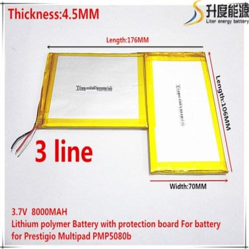 4570106*2 3.7V 8000mah Lithium polymer Battery with protection board For battery for Prestigio Mult PMP5080b
