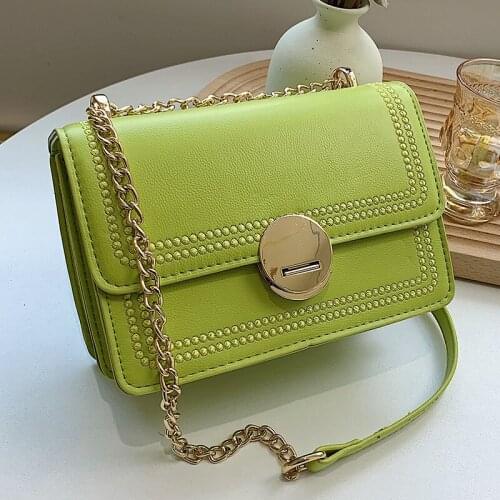 Small Square Designer Shoulder Bags for Women Chain Leather Messenger Bag Pure Color Ladies Handbags Trending Flap Crossbody Bag