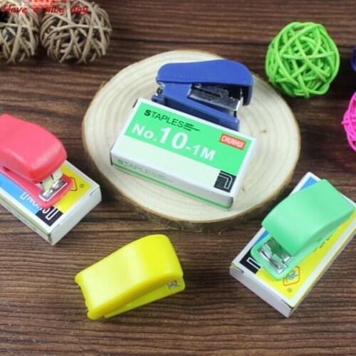 Cute Cartoon Shape Mini Stapler + Staples Set NO.10 Pins School Office Stationery Color Random