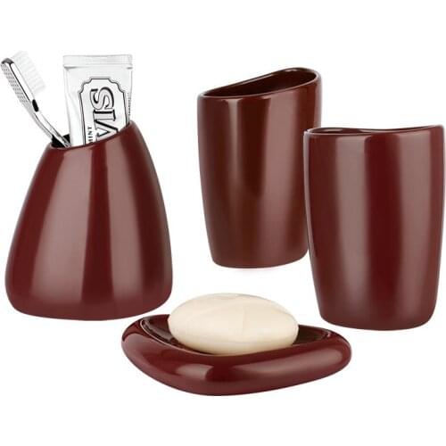 Bathroom Accessories Set Ceramic Toothbrush Holder Gargle Cup Soap Dish Bath Product Lovers 4 Pieces Set Free Shipping