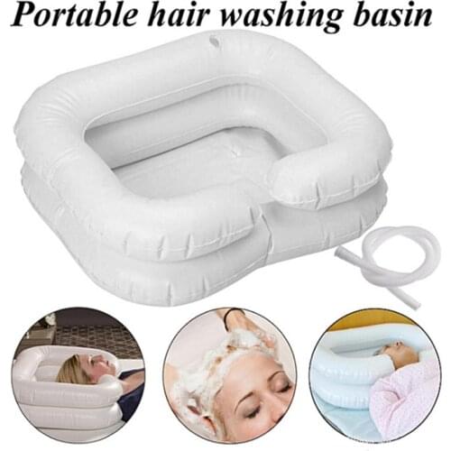 Inflatable Hair Washing Basin With Drain Tube For The Disabled Handicapped Shampoo Basin Tub Bed Rest Nursing Aid Sink Bathroom