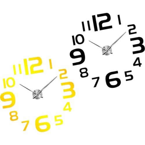 New 3D DIY Mirror Surface Wall Clocks Modern Design Living Room Decorative Wall Watches