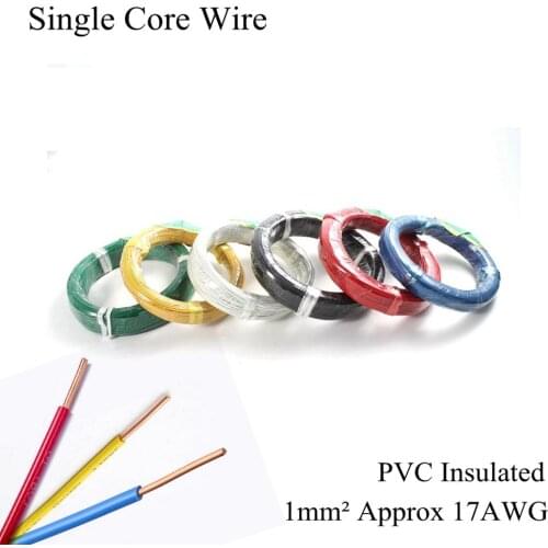 17AWG 1mm² BV Single Core Cable Electrical Wire Single Strand Hard Line PVC Insulated Electric Pure Copper Wires 1mm Square
