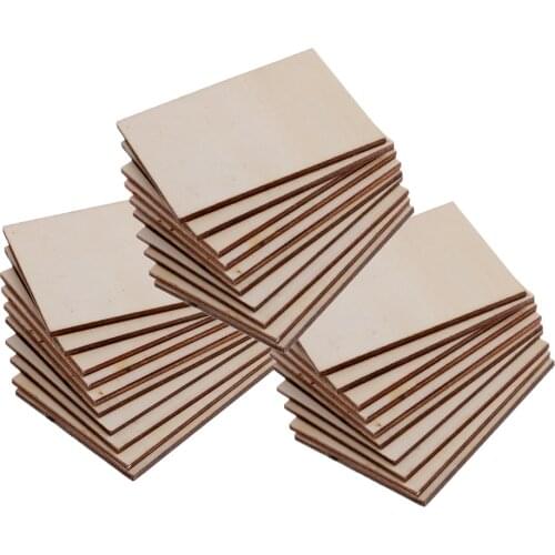 30Pcs Blank Plain Wooden Cutout Rectangle Shape DIY Card Scrapbooking for Crafting, Labeling, and Creating