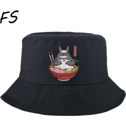 NEIGHBORS Totoro Bucket Hats Women Kawaii Japanese Anime Outdoor Sunscreen Cotton Fishing Hunting Cap Men Bob Chapeau Sun Hats