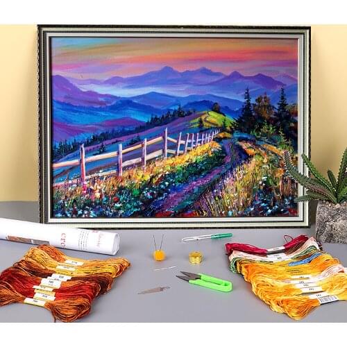 Landscape Calm Pre-Printed 11CT Cross Stitch Embroidery Full Kit DMC Threads Handmade Needlework Handicraft Hobby Design Floss