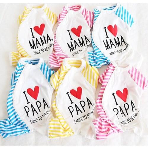 Dog Pajamas Pet Jumpsuit I LOVE PAPA MAMA Puppy Cat Clothes For Small Medium Dogs Soft Sleepingwea Pyjama Overalls Clothing