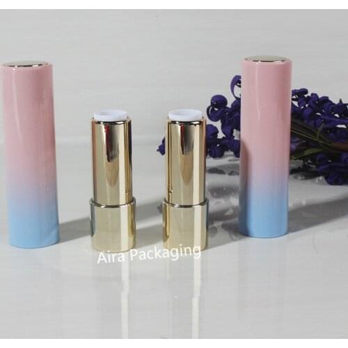 Plastic Round Lip Rouge Filler 12.1mm High Class Pink Blue Empty Lipstick Tube Cosmetic Lip Makeup Tools 20pcs