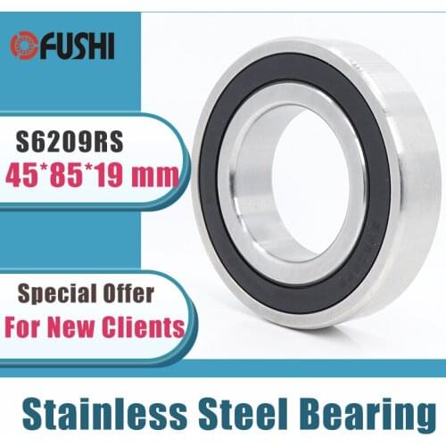 1PC S6209RS Bearing 45*85*19 mm ABEC-3 440C Stainless Steel S 6209RS Ball Bearings 6209 Stainless Steel Ball Bearing
