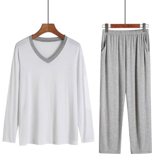 Autumn and winter new modal mens pajamas home service long-sleeved trousers loose casual plus size suit factory wholesale