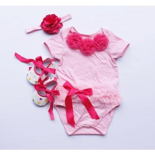 50-57cm DOLLMAI reborn silicone baby girl dolls clothes pink rose romper dress with bow headdress dolls accessories