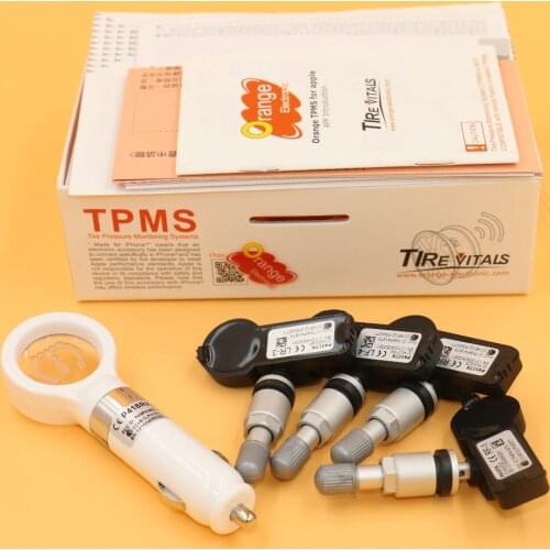 Udricare Orange P418 TPMS Car Tire Pressure Monitoring System 4 TPMS Sensors 1 Bluetooth Indicator iPhone iPad Real Time Monitor