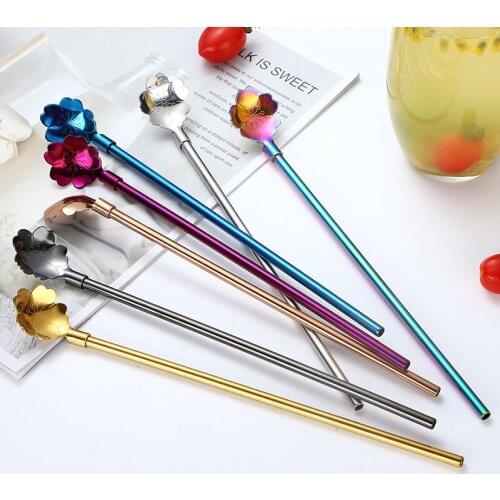 Straw 304 stainless steel creative stirring dual purpose straws reusable metal pro tea set bar accessories