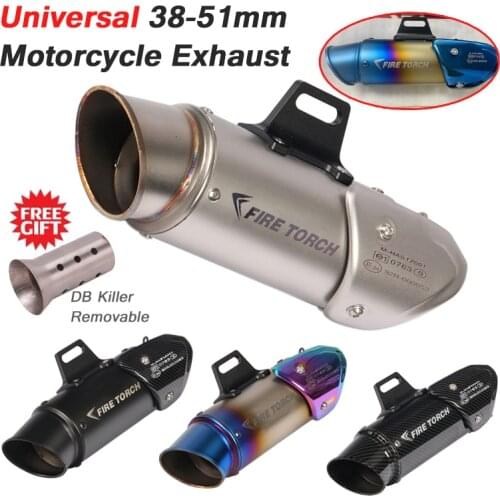 Universal 51mm Motorcycle TORCH Exhaust Pipe Escape Modified Motocross Muffler DB Killer For Ninja 400 R3 MT-03 CBR1000RR R6 ATV