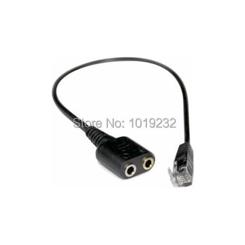VoiceJoy PC headset dual 3.5mm to phone RJ9/RJ10/RJ22 adapter cable for AVAYA 2410 4610 NOTEL POLYCOM 3COM PLT Mitel etc