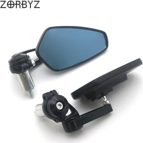 ZORBYZ Universal Motorcycle 1 Pair 7/8" 22mm Black Handle Bar End Rearview Side Mirrors For Harley Yamaha Suzuki Honda