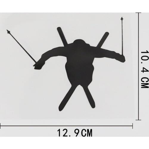 12.9CMX10.4CM Fashion Skier Ski Jumper Decal Vinyl Car Sticker Black/Silver 8A-0649