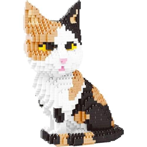 1300PCS+ Mini Bricks Calico Cat Micro ABS Building Blocks Toys For Children Friend Gift 16036