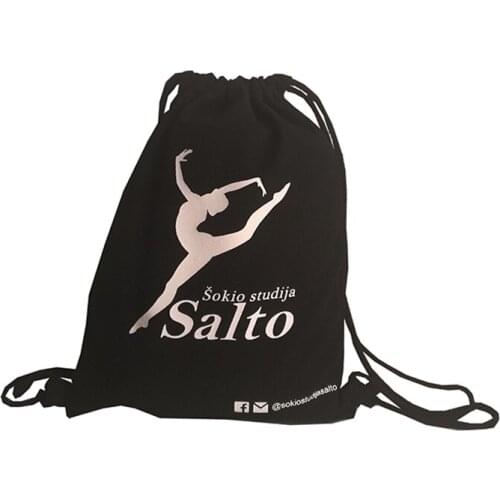 300pcs/lot Reusable Simple Black Cotton Canvas Drawstring Backpack Eco Storage Pouch for Traveling Shopping Daily Use Trade Show