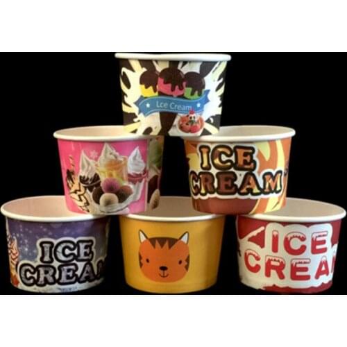 480pcs Creative disposable ice cream cup shaved ice bowl 200ml color small birthday party favor ice cream paper cups with lid
