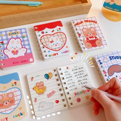 80Sheets Kawaii Mini Spiral Notebook For Girls Journal Diary Cute Bunny Writting Notes Portable Word Book School Stationary