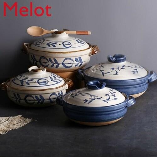 Antique earthenware casserole ceramic pot pot stewed meat hand painted casserole high temperature resistance